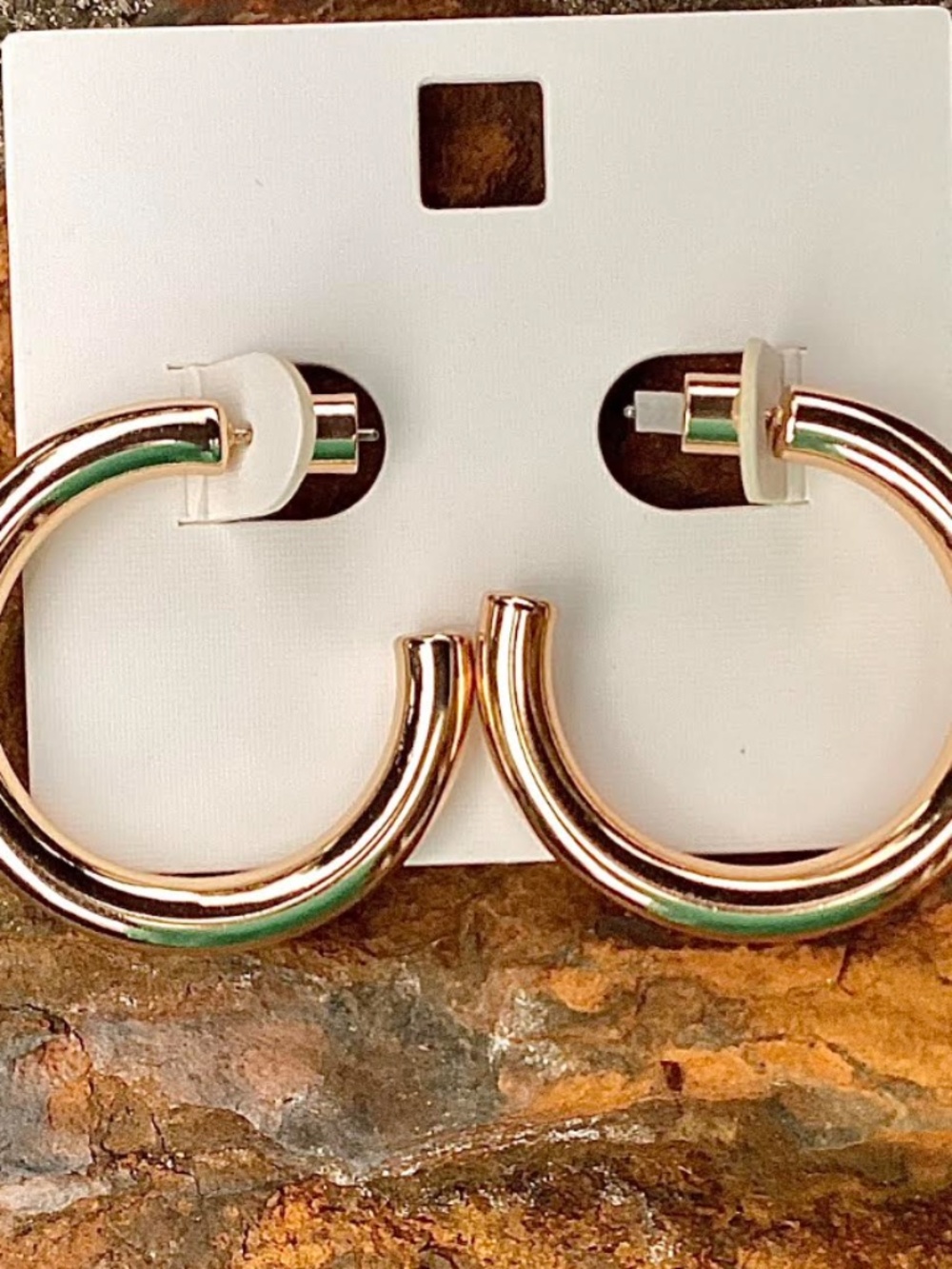 Chunky Gold Hoop Earrings, NWT